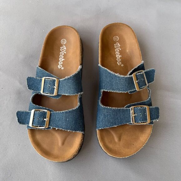 Weeboo Sandals Women’s Sz 6.5. Ladies Soft Foot Bed Slides Cork - Picture 3 of 8